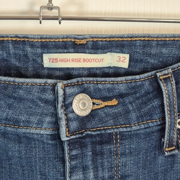 Levi's 32x30 725 high rise bootcut medium blue denim jeans women's - Picture 3 of 10